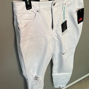 White Distressed Ankle Length Denim